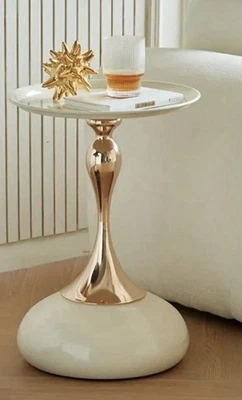 Stunningly Elegant Enamelled Cream Italian Style Side Table - Brand New In Box