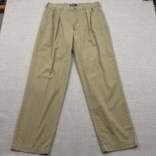 Vintage Polo Ralph Lauren Pants Mens 36x32 Green Pleated Cotton Lightweight