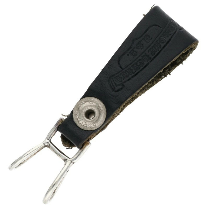 Chrome Hearts BELT LOOP Floral Ball Button Leather Belt Loop Black