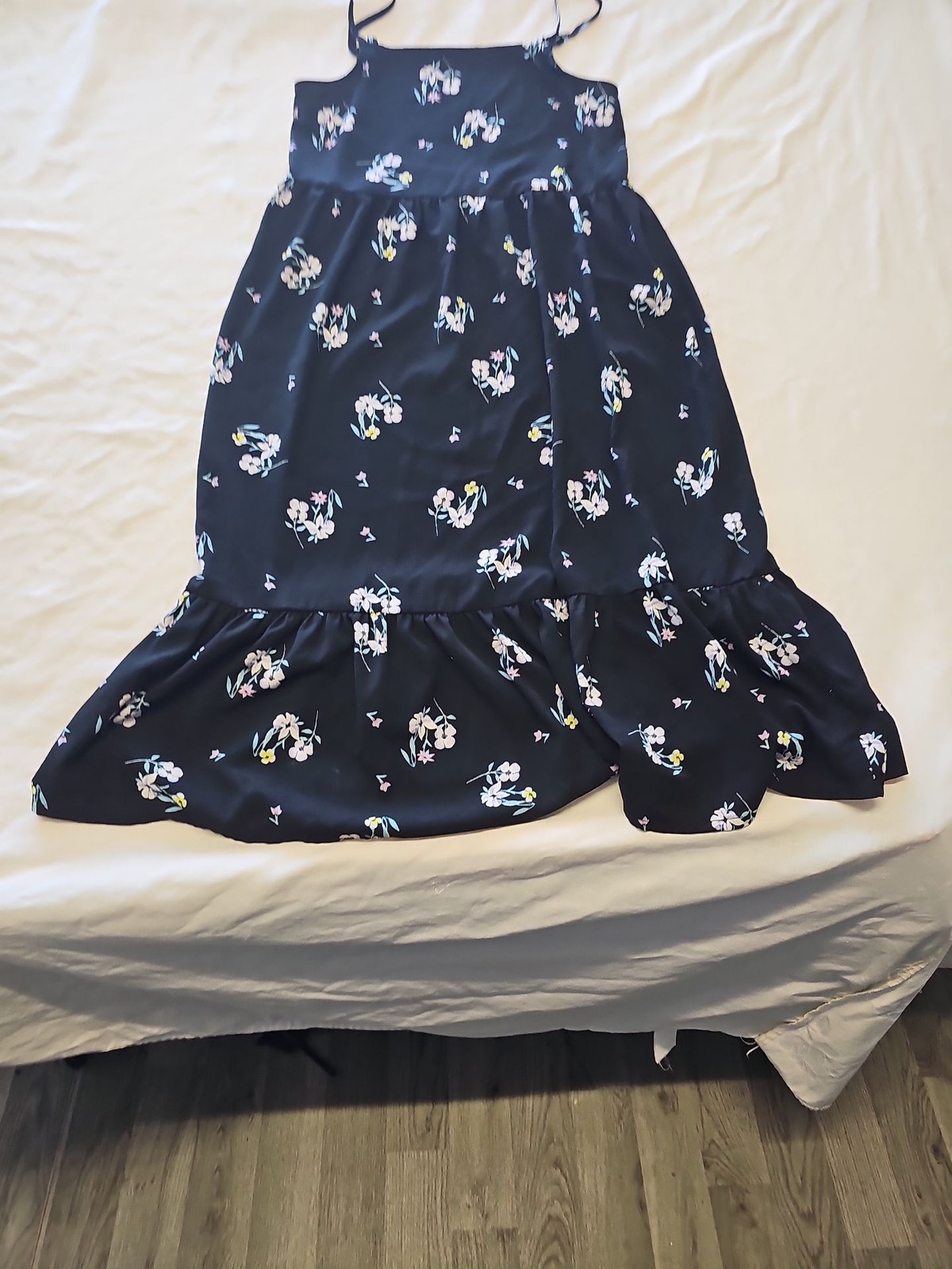 H&M Kids Floral Strappy Maxi Dress - Black/Pastel uk 11 12y BB926