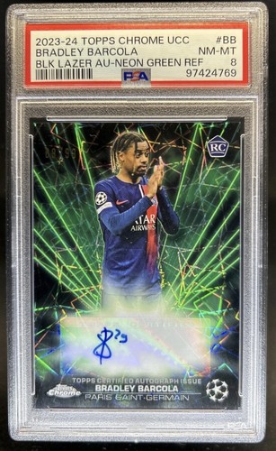2023-24 Topps Chrome UEFA Club Competitions Green Autographs Bradley Barcola /99