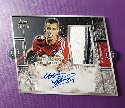 2015 Topps Apex MLS Match Day Die-Cut Relic Autograph Matt Hedges /35 Auto Ball