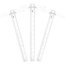 - 12 Inch Plastic T-Square, 3-Pack - Drafting & Crafting T-Square Ruler - Clear