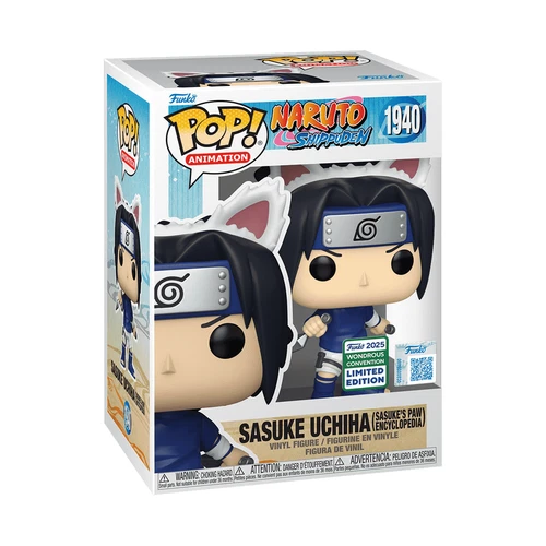 🔥 Funko Pop Sasuke Uchiha w/ Paw Encyclopedia + Protector Naruto ✨