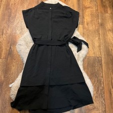 Calvin Klein Dress Size 10 Button Front Cap Sleeve Womens Tie Waist