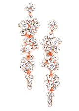 EXQUISITE CLEAR GLASS CRYSTAL IN ROSE GOLD CHANDELIER EARRINGS FORMAL JEWELRY