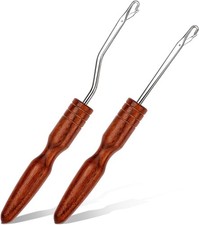 2 Sizes Wooden Latch Hook, Bent Latch Hook Tools for Micro Braids, Hair