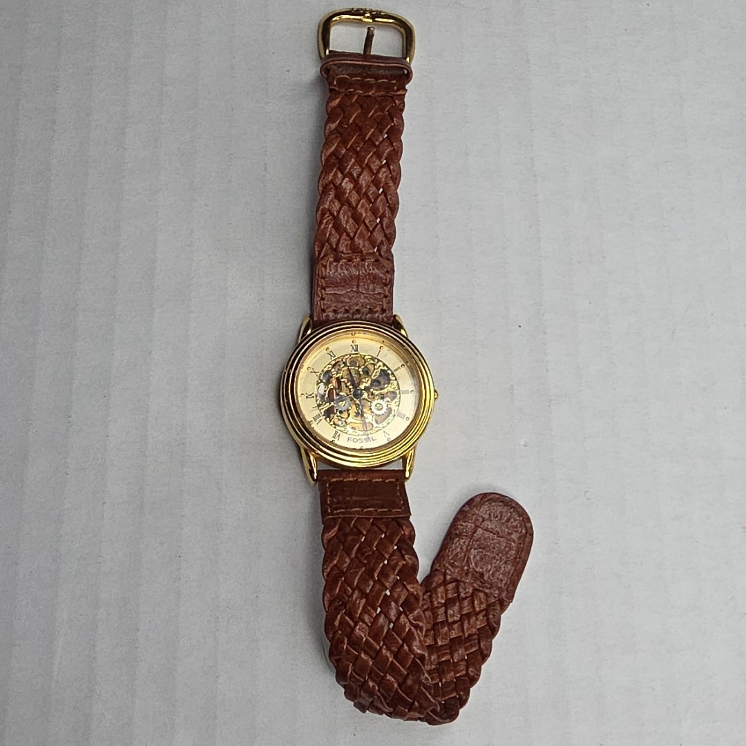 Fossil SK-4901 Quartz Watch Skelton Brown Leather Band  display picture 2