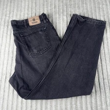 Wrangler Jeans Mens 40x32 Black Denim Relaxed-Fit Stretch Straight