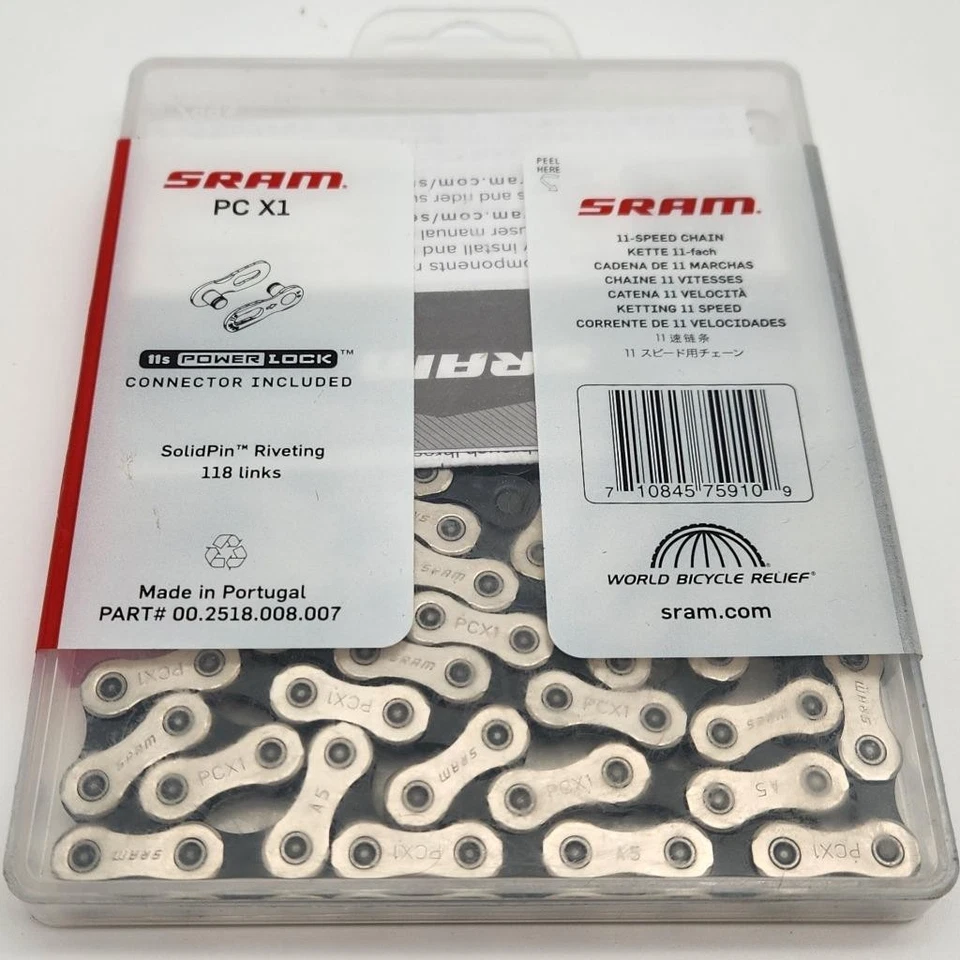 Cadena de bicicleta SRAM PC-X1 11 velocidades 118 eslabones plateada/negra PAQUETE ABIERTO Foto 2 de 2