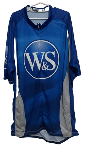 W & S FINANCIAL GROUP Men Blue Gray Full Zip Cycling Jersey XL Podium Wear USA