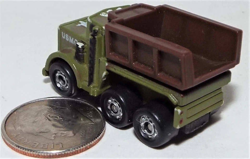 Small Micro Machine Military USMC 6X6 Dump Truck in  Green Camouflage - Image 3 of 3