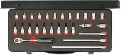 GEDORE Carolus 26x Knarre TORX E4-E20+T8-50 Profil Bit Nüsse 3/8'' Knarrenkasten
