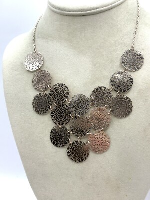 Rose Gold Plated Metal Filagree Bib Necklace By Express