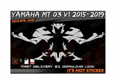 YAMAHA MT 03 V1 2015-2019 template vector 1/1 real scale EPS-PDF-CDR format