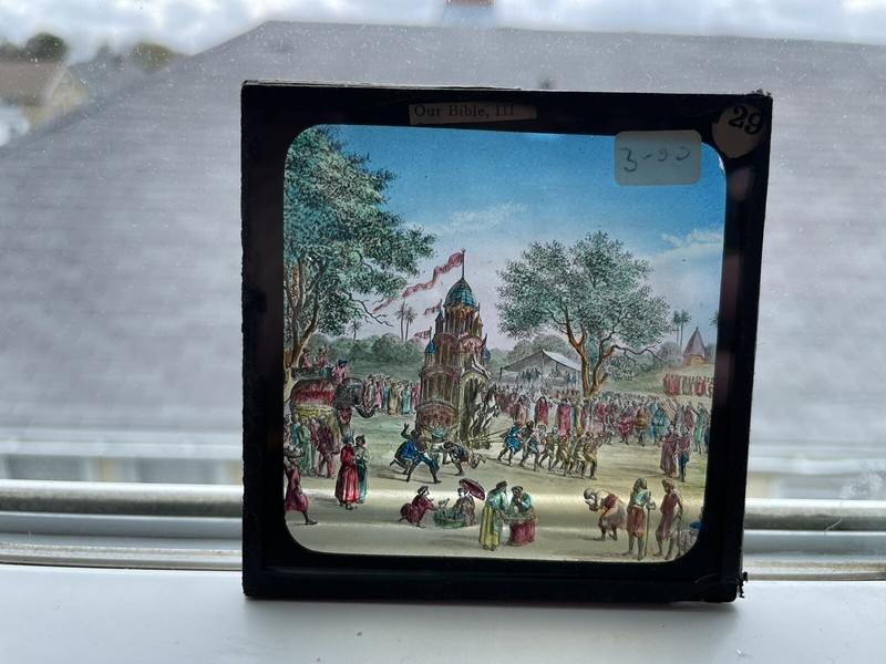 ANTIQUE Glass Magic Lantern Slide ILLUSTRATION Our Bible III