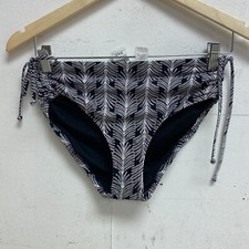 CALIA Women's Mid Rise Ruched Side Swim Bottom Black Combo WSA23402PRT