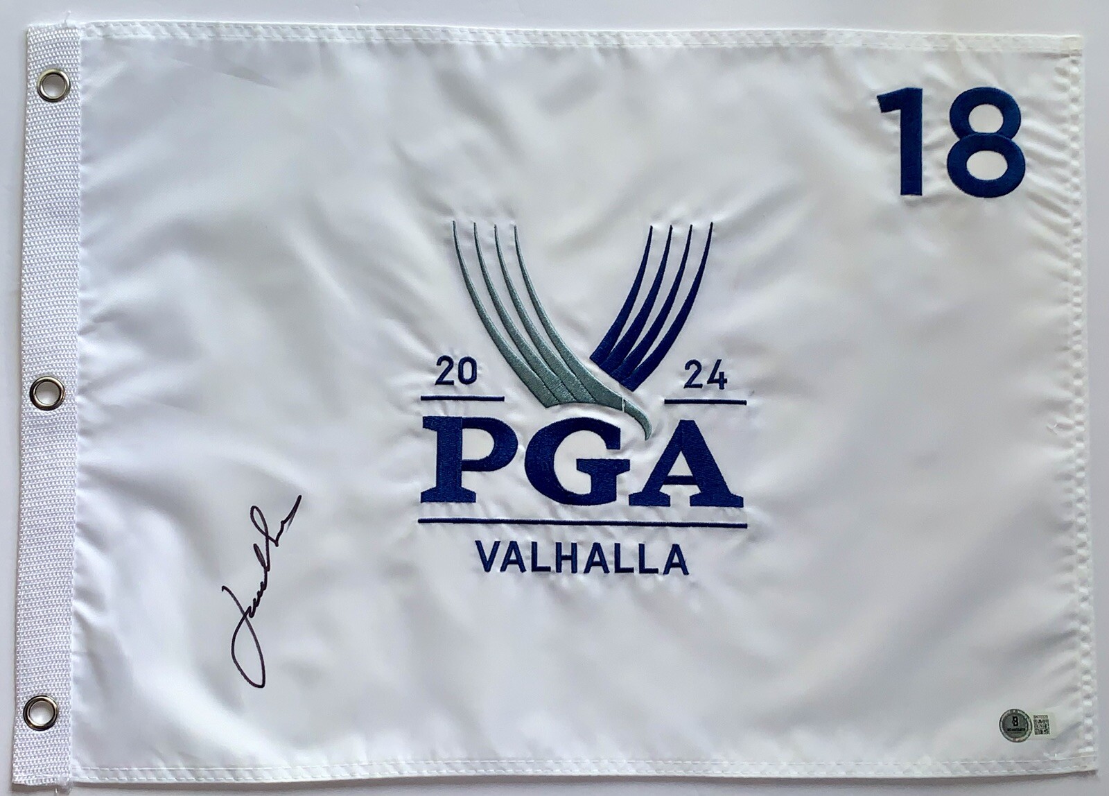 Jordan Spieth Autographed Signed Flag 2024 Pga Championship Valhalla golf beckett coa 