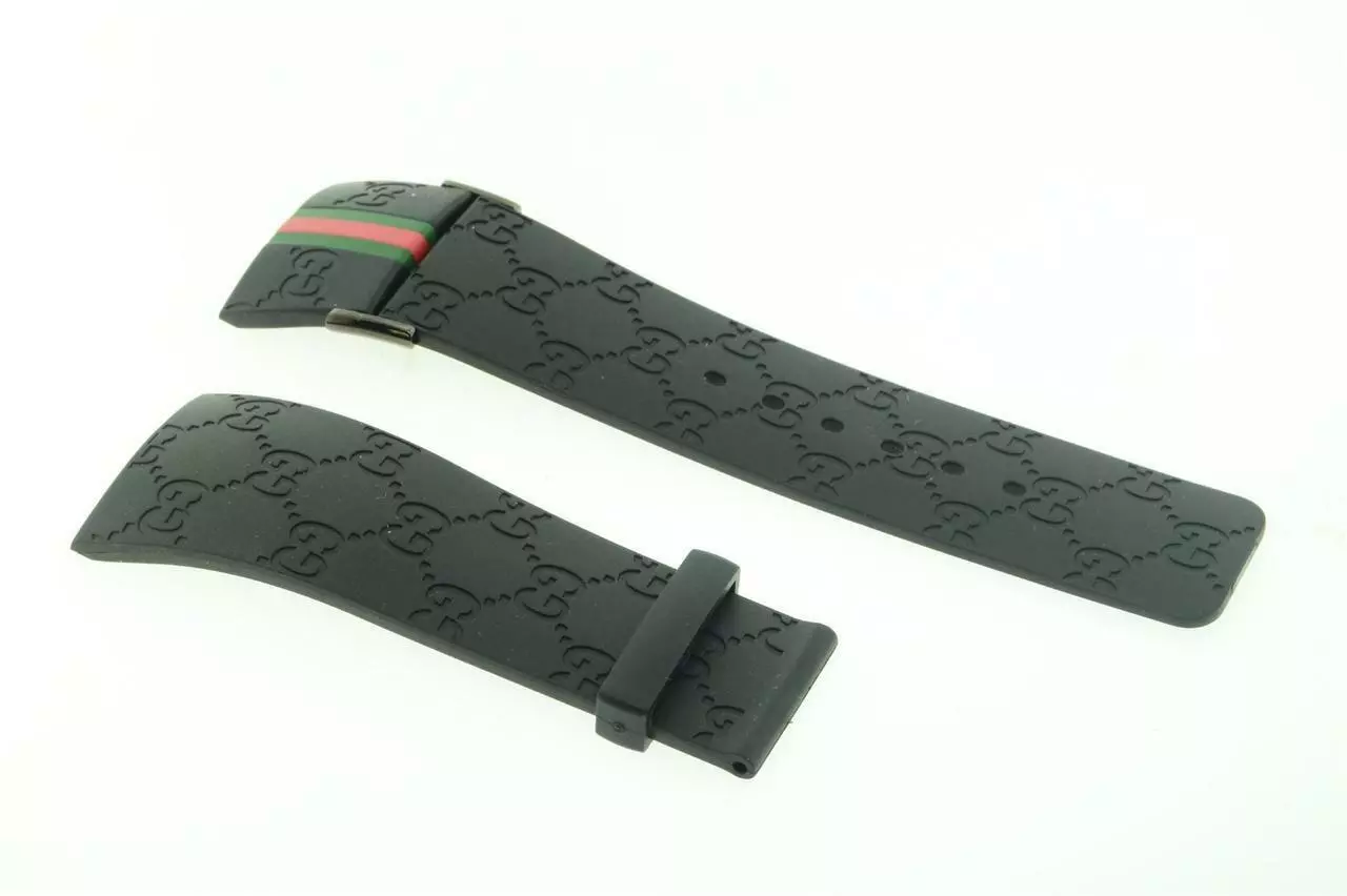Vrai bracelet en caoutchouc noir Gucci homme avec drapeau rouge et vert uniquement pour modèles Ya114207