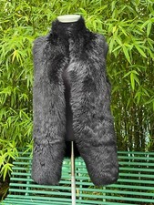 Whistles Genuine Black Shearling Sheepskin Gilet Waistcoat Small