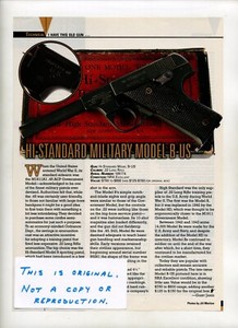 Hi-Standard Military Model B-US Pistol Magazine Article (FREE SHIPPING)