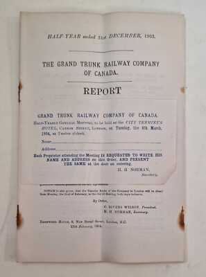 GRAND TRUNK RAILWAY CO., CANADA Report of Directors & Statement of Accounts, Dec