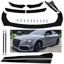 Front Rear Bumper Lip Spoiler Body Kit Splitter Side Skirts For AUDI Glossy