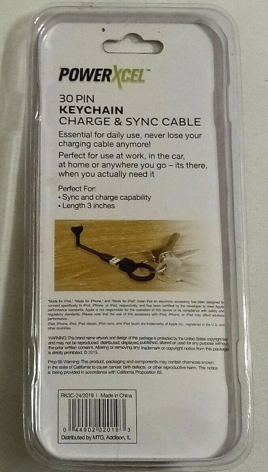 *3 pack* 30-Pin Keychain Charge Sync Cable iPod iPhone iPad by PowerXcel 4S - Image 4 of 4
