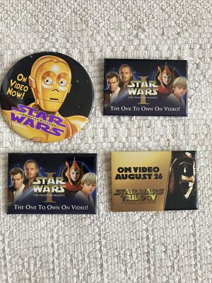 Star Wars Episode 1 & TRILOGY BUTTON PIN PROMO LOT 4