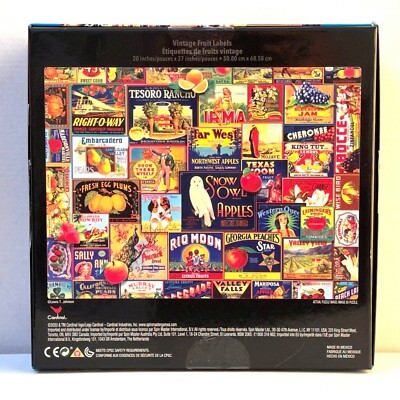VINTAGE FRUIT LABELS Puzzle 1000 Pieces 20 x 27 Cardinal Puzzles