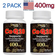 400mg CoQ10 High-Strength , Non-GMO (Coenzyme Q10) USA MADE , 2PACK
