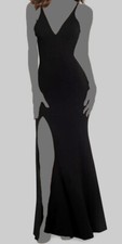 198 Dress The Population Women's Black Iris High-Slit Evening Gown Size XL