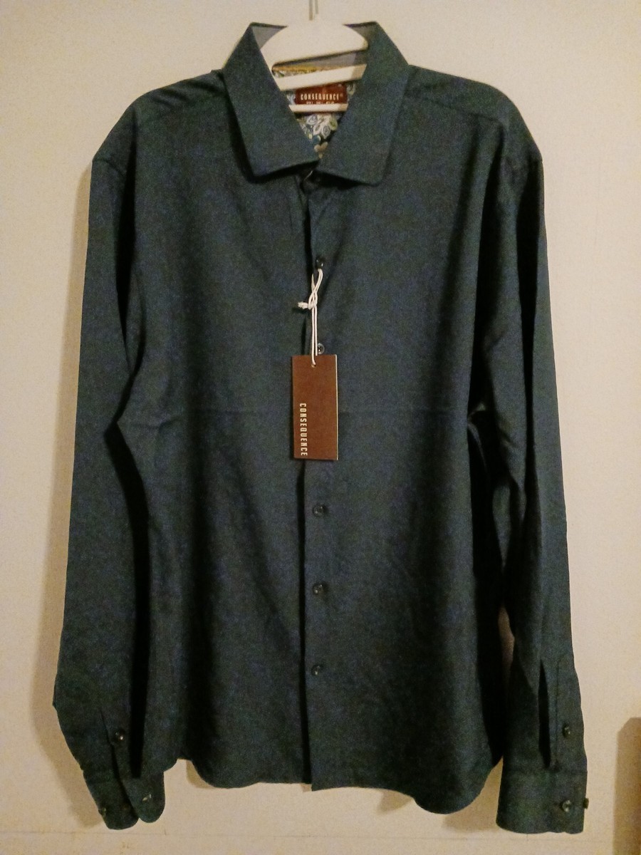 consequence brand dress shirts CONSEQUENCE Men's Long Sleeve Button Up Shirt Size Large Navy Blue