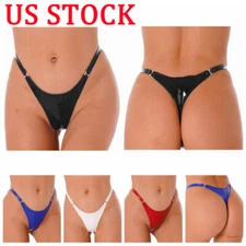 Women Latex Wet Look G-String Briefs Sexy PVC Panties Bikini Thongs Underwear