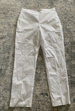 New 178 Eileen Fisher Organic Cotton Stretch Poplin High Waisted Pant White Sz4