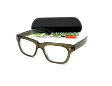 GARRETT LEIGHT  OFFICINE OLIO  Brown Crystal  /Clear Lens 50mm Eyeglasses