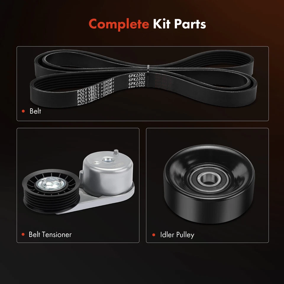 Kit de componentes de acionamento por correia serpentina 3 peças para Ford Explorer Ranger Mazda B4000 - Imagem 3 de 4