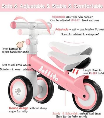 Jollito Baby Balance Bike, Adjustable 