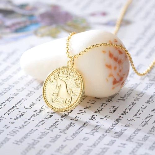 925 Sterling Silver 18K Gold Plated Zodiac Sign Coin Necklace(front&back design) - 第 18/20 張圖片