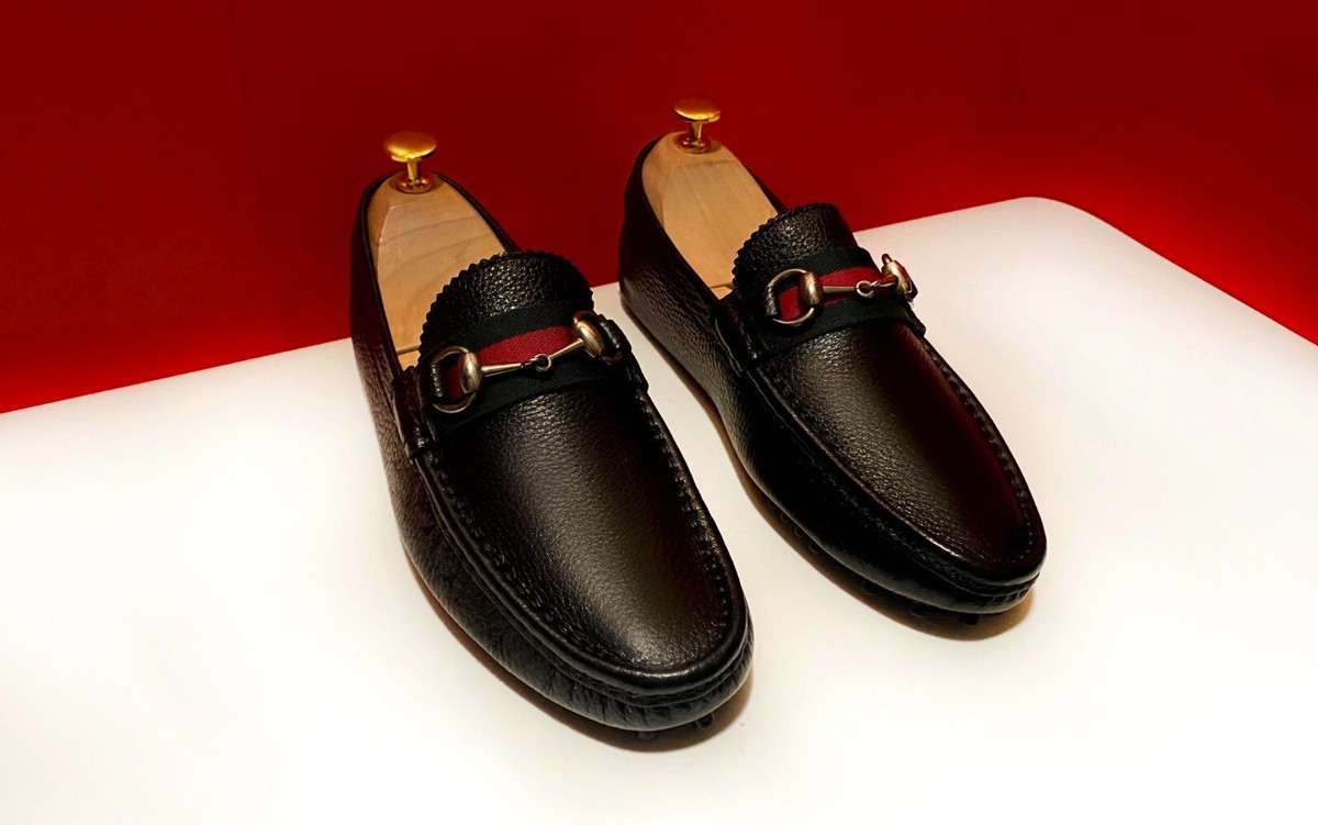 $849.00!! GUCCI ICONIC MEN'S BLACK SILVER BITS LOAFERS SHOES