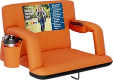 Alpcour Reclining Stadium Seat 25" Wide Bleacher Chair Cushion Back Orange