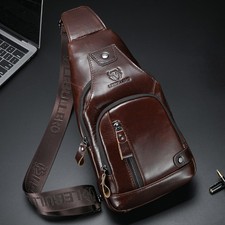 Men Chest bag Shoulder Bag Sling Backpack Crossbody Bag 100 Genuine Leather US