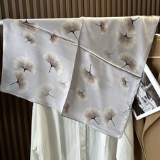 100 Silk Scarf Women Light Purple Apricot leaves Kerchief Square Bandana Wrap