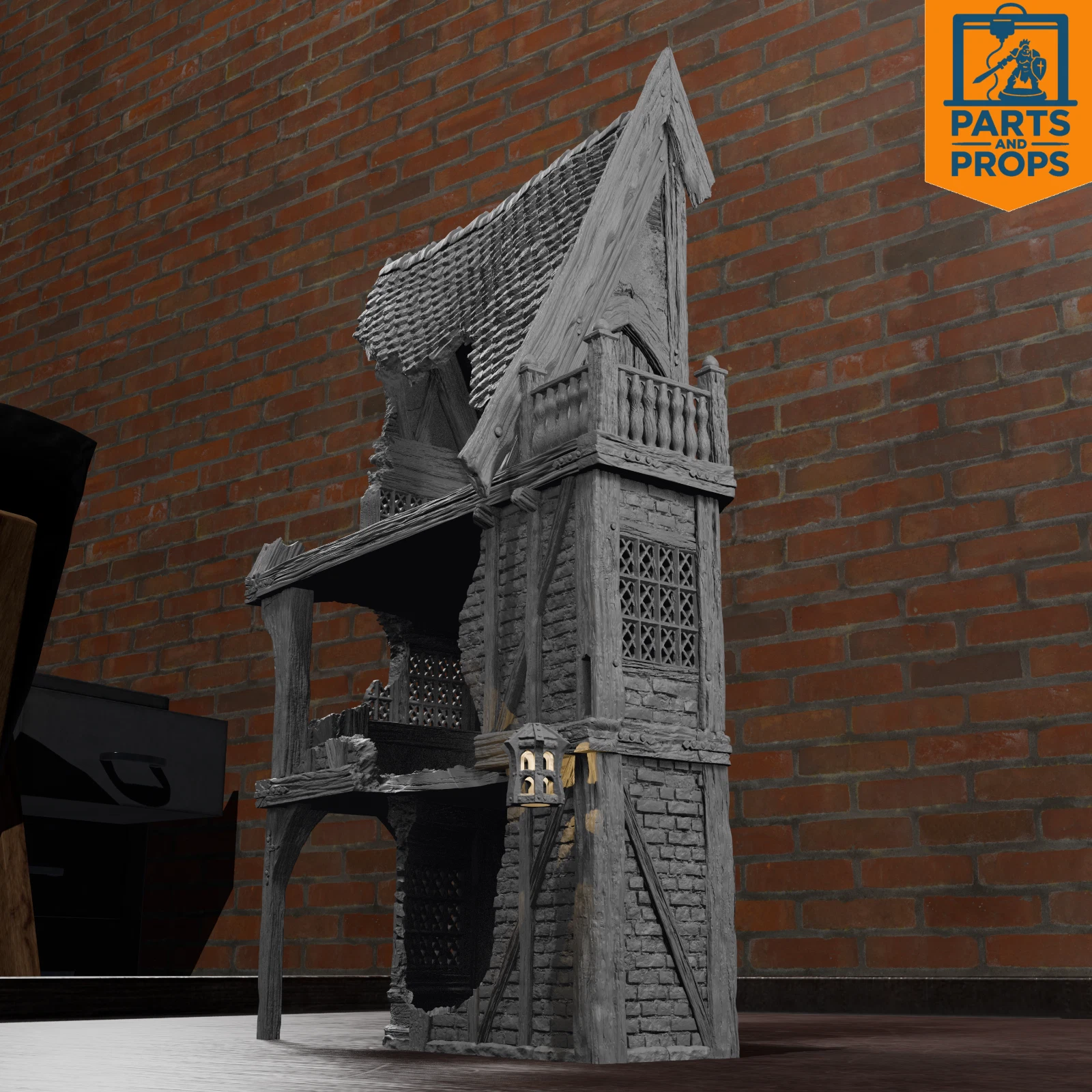 Helwick Shop 5 Ruin 3D Printed Terrain - Fantasy High Street Shopfront Building, 28-32mm Tabletop Wargaming & RPG Scatter Scenery - photo 3