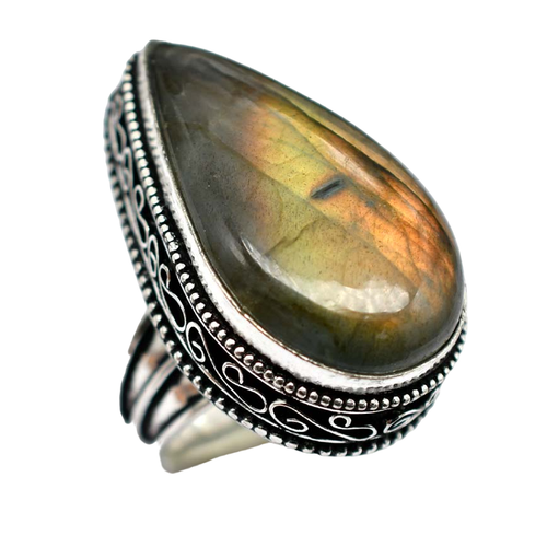 Labradorite Etnico Artigianale Anello Placcato Argento Gioielli US Size Labradorite Etnico Artigianale Anello Placcato Argento Gioielli US Size