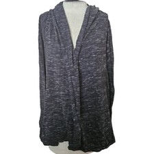Grey Hooded Open Front Sweater Size Small