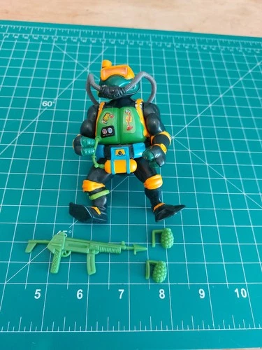 Vintage 1992 TMNT Mutant Military Navy Seal Mike Figure Complete Playmates