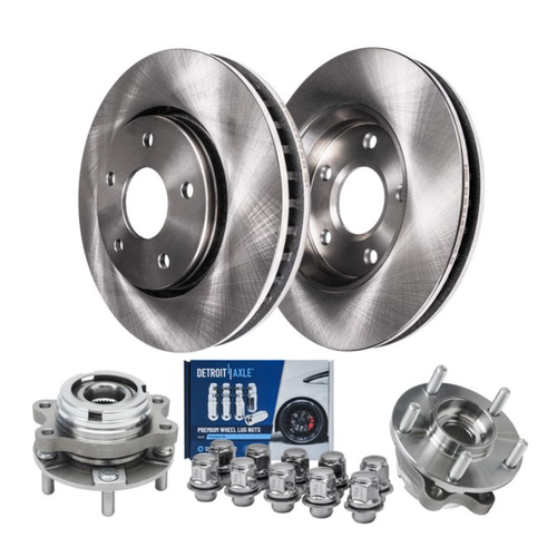 Detroit Axle Front Disc Rotors Wheel Hubs w/ 10pc Wheel Lug Nuts for ...