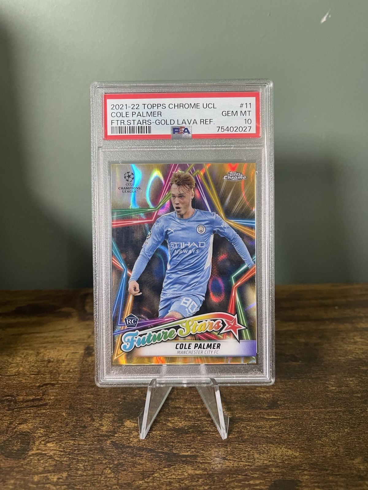 2021-22 Topps Chrome UCL Cole Palmer Gold Lava Future Stars PSA GEM MINT 10
