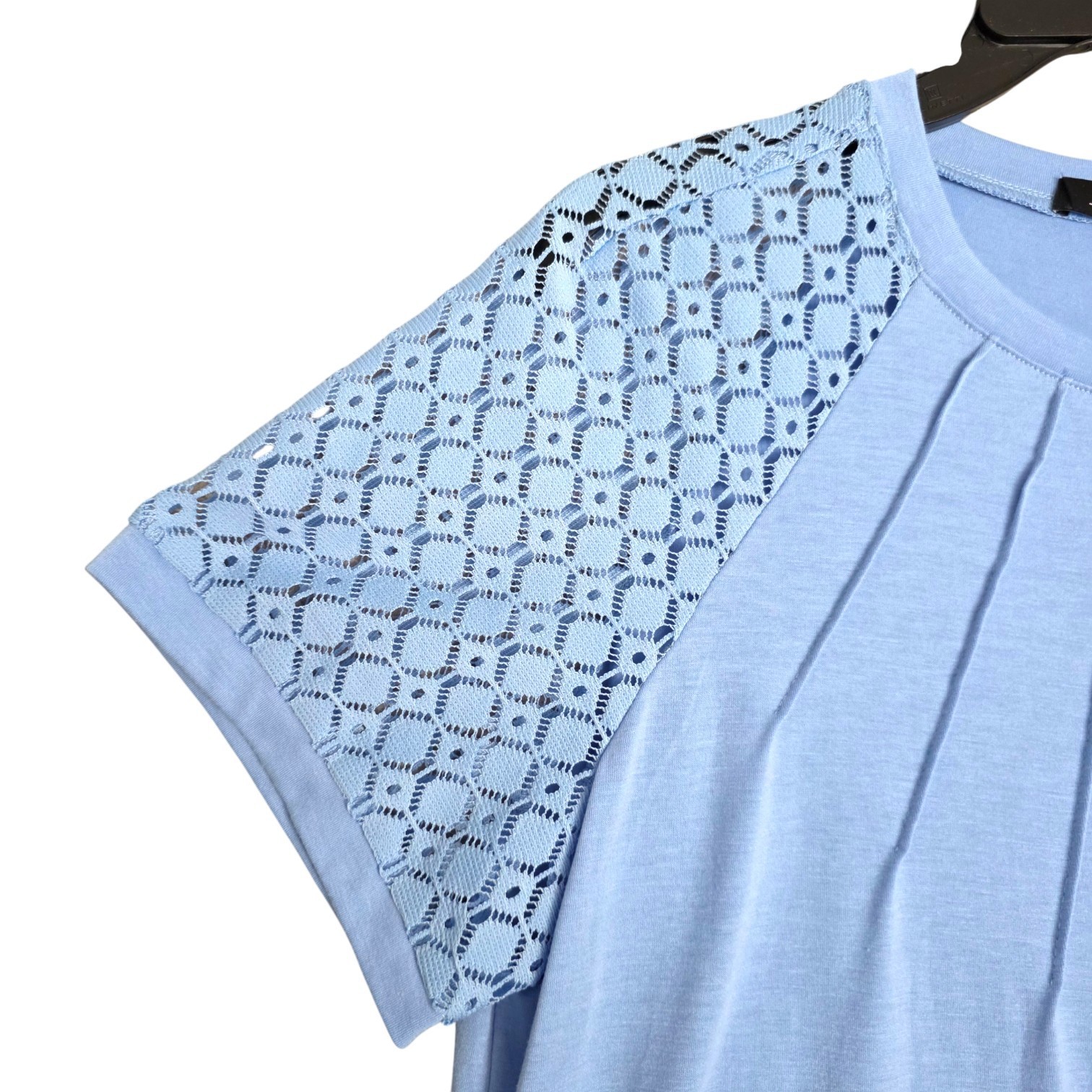 Automet Patchwork Lace Sleeves Pleated T-Shirt To… - image 8